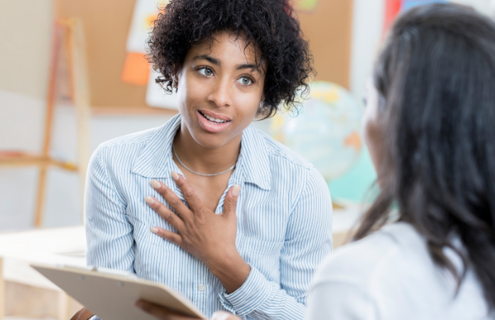  Young lady or parent speaking